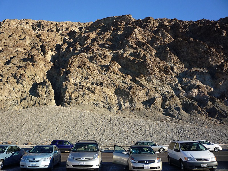 zo) Hint-Don't Pay Attention To The Cars,Instead Look @ MarkerSign Nestled There Into A Rocky Hill of the Amargosa Range.JPG