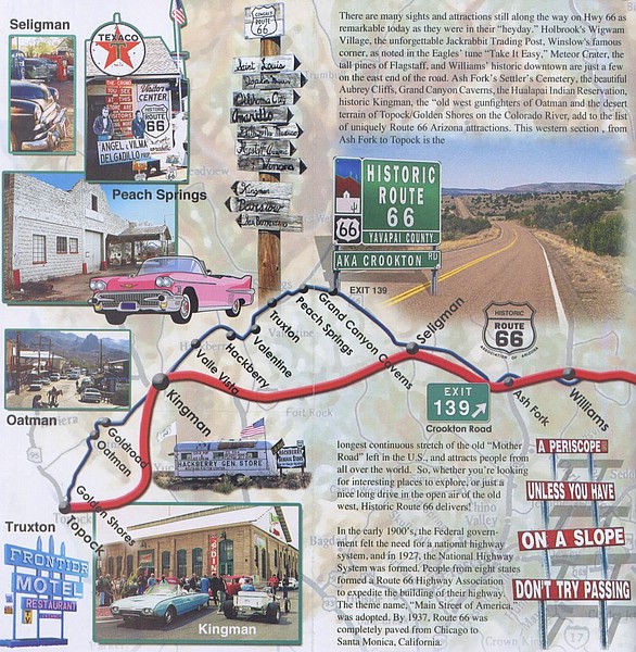 t) Driving From Kingman To Williams, Following the Mother Road (Historic Route 66), The Blue Coloured Road On The Map.jpg