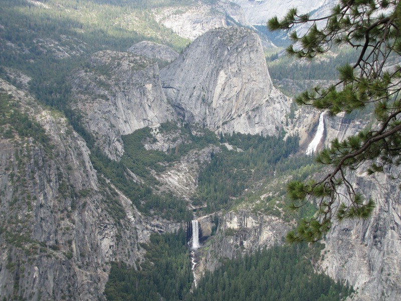 zj) SundayAfternoon 20 July 2014 ~ Vernal+Nevada Falls, Zoomed In (Washburn View Point - Yosemite National Park).JPG