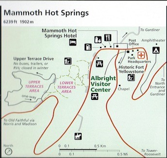 e) Map Mammoth Hot Springs
