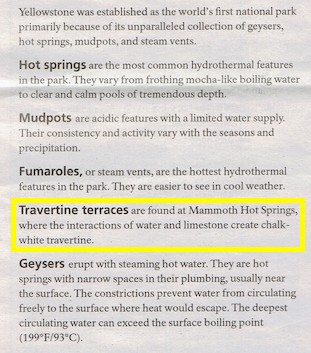 i) Mammoth Hot Springs, Travertine Terraces (Interactions Of Water+Limestone Create Chalk-White Travertine)