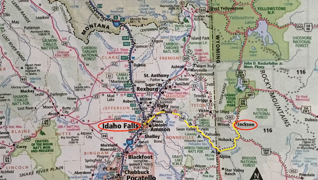 a) Today We'll Be Driving From Jackson, Wyoming to Idaho Falls, Idaho (Snake River Scenic Route)