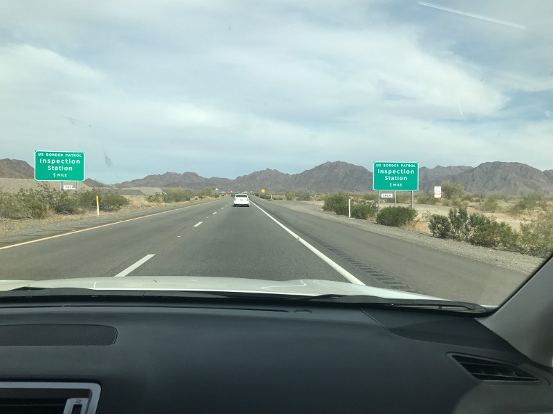 z) Wednesday 31 May 2017 - U.S. Border Patrol (Just Passed Winterhaven, CA + Yuma, AZ). The First Border Patrol Of Many We'd Encounter During Our Trip