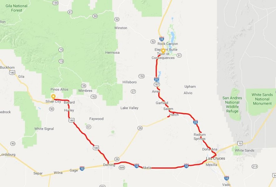 l) Our Journey For Today! From T or C to Silver City (190 Miles)