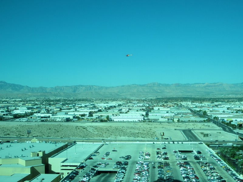 zj) Sept 2013 - Las Vegas, Our Room Suite View @ the Mandalay Bay Hotel (Capturing A Helicopter).JPG