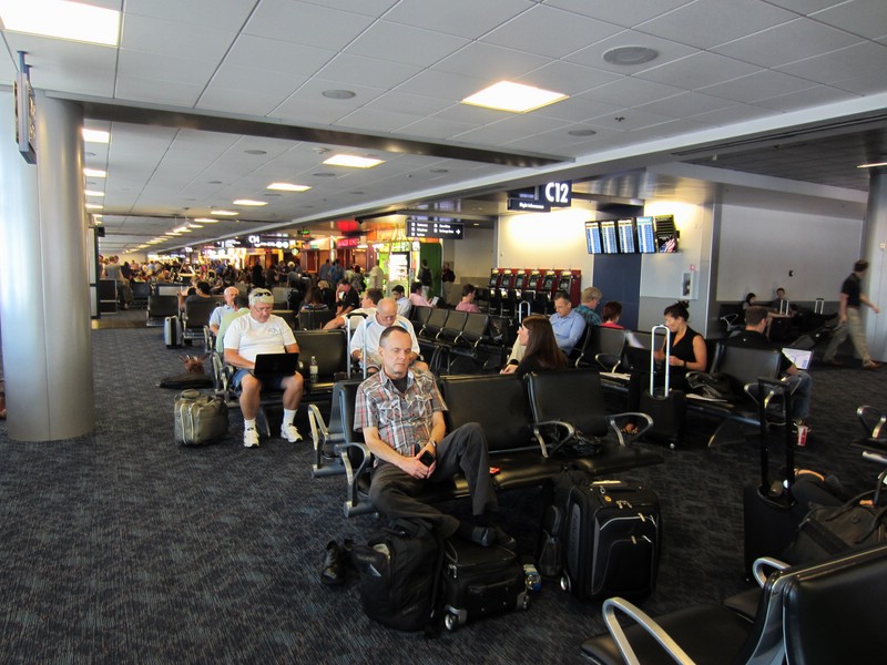 v) Sept 2014 - Las Vegas Airport, David Exhausted But Satisfied.JPG